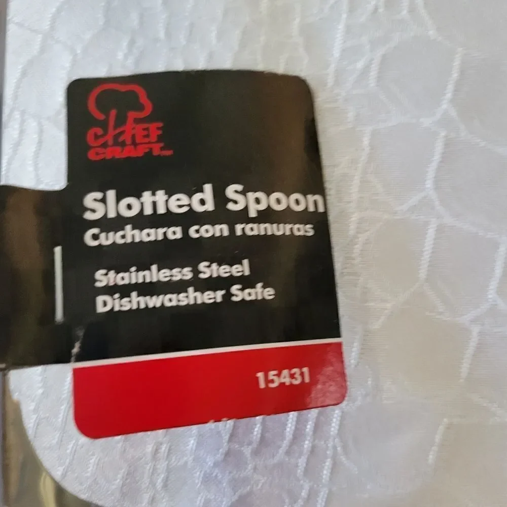 3 Chef Craft Basic Stainless Steel Slotted Spoons, 11.75 inch, Black